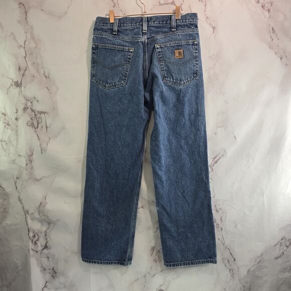 Carhartt Jeans Mens 32 X 30 Denim Relaxed Fit Medium Wash Straight Leg - Picture 1 of 13